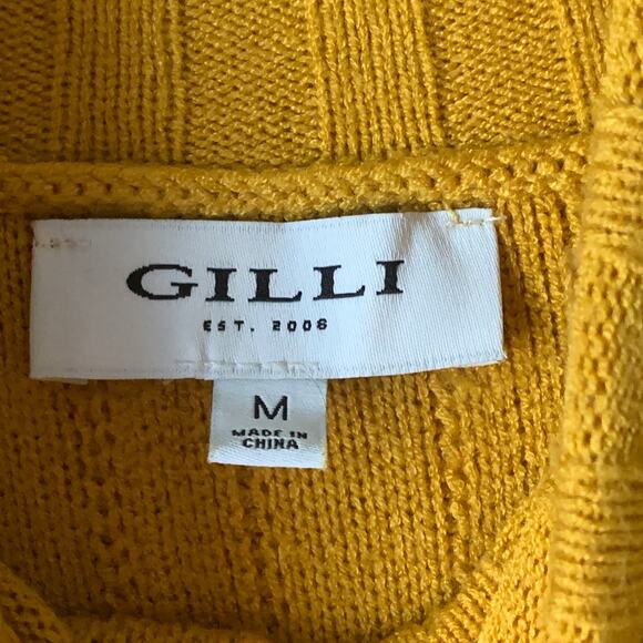 Gilli Yellow Turtleneck Sweater with Cuffed Long Sleeves High Low Size Medium - Picture 10 of 16